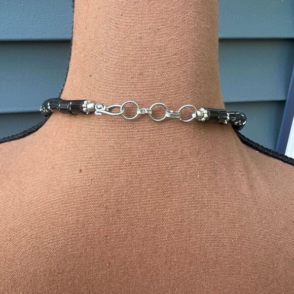 Mexicali Blues Single Strand Necklace Turquoise Obsidian Silver Boho Jewelry - Picture 3 of 9